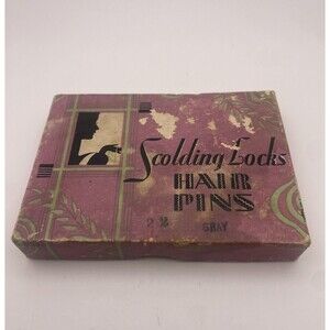 Vintage Scolding Locks Metal Hair Pins Original Box 20 Pins Inside